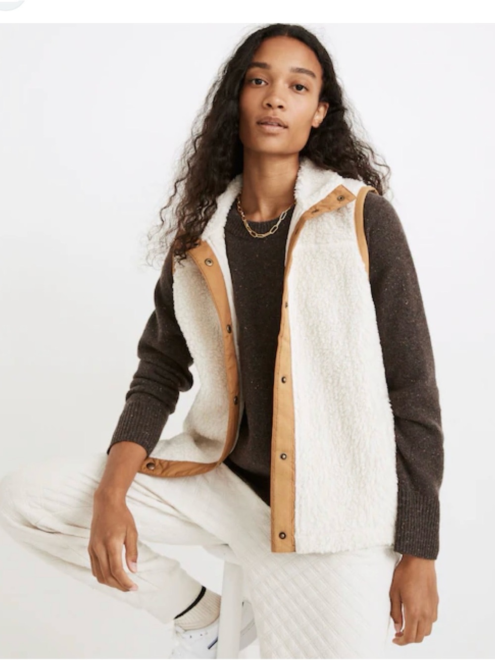 0276 Carhartt Cream Sherpa Vest with Tan Trim